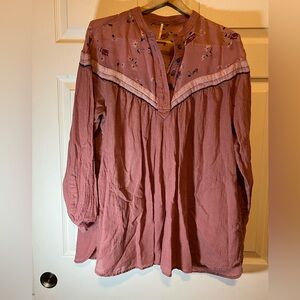 Free People Mauve Floral Blouse